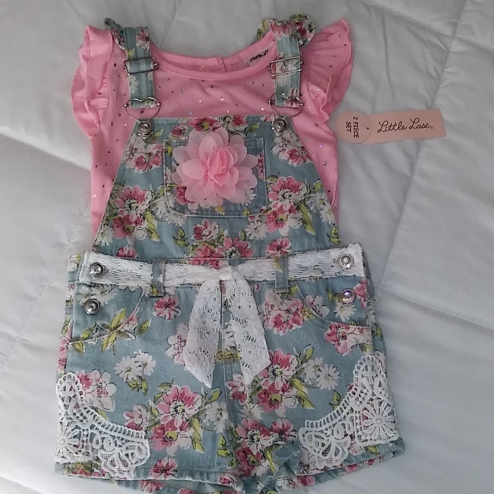 Little Lass Girls Knit Tee and Shortall